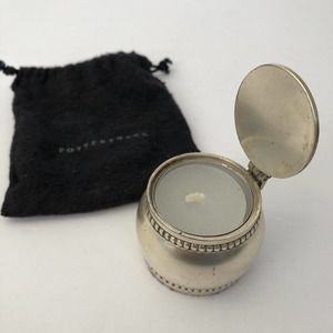 Silver Plate Lidded Tea Light Votive Candle Holder Travel Candle Pottery Barn
